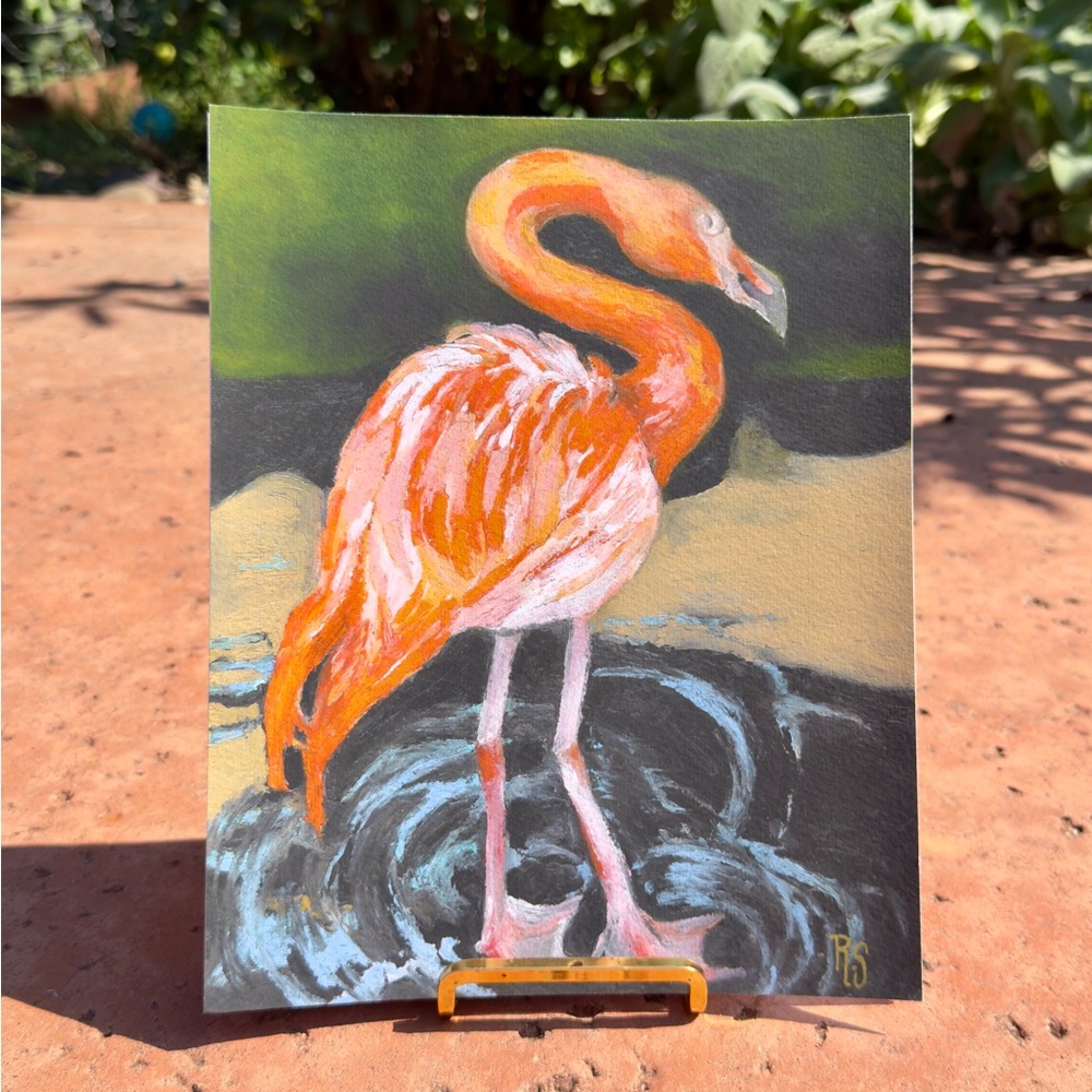 Flamingo Art Print - Orange and Black